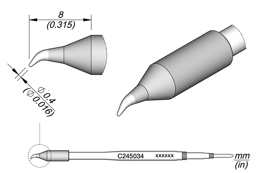 C245034 - Conical Bent Ø 0.4 S1